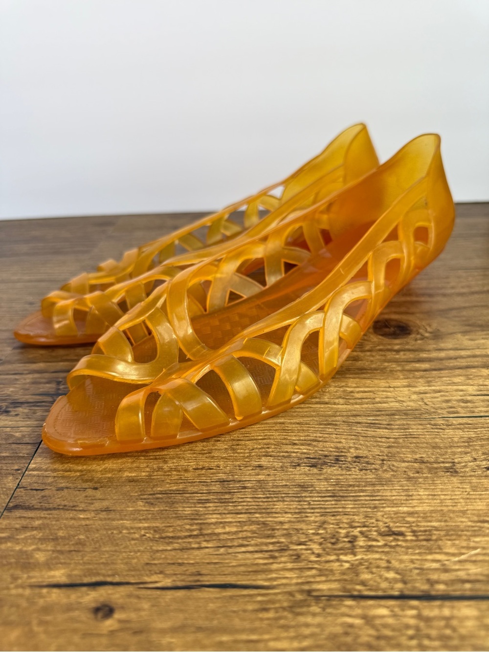 Vintage Y2K Orange Jelly Shoes Made in Canada Size 8 - Picture 5 of 5